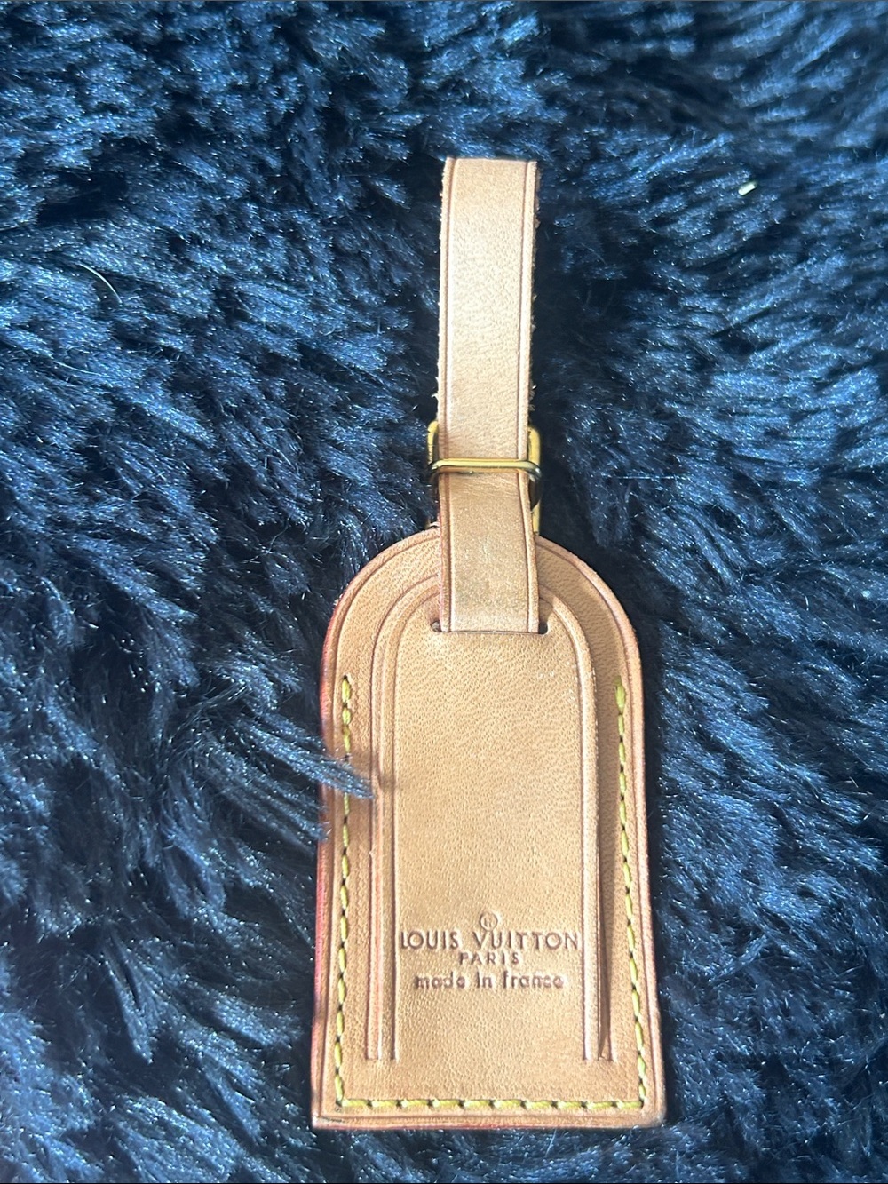 Louis Vuitton small tan leather luggage tag